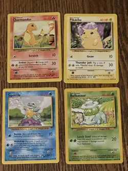 Pokemon Starters - Pikachu, Charmander , Squirtle Bulbasaur Base Set LP - 1 - Image 1