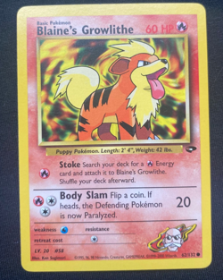 Pokemon TCG Blaine's Growlithe Gym Challenge 62/132 Regular (NM/LP) - Image 1