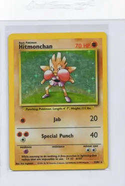 Hitmonchan 007/102 Base Set Holo Rare - Unlimited English - Pokemon TCG - HP - Image 1