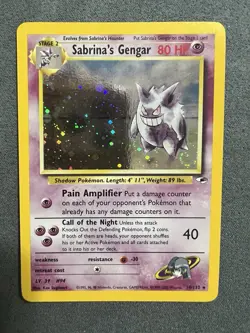 Pokemon Sabrina's Gengar 014/132 Gym Heroes Unlimited Holo Rare Card SWIRL - Image 1