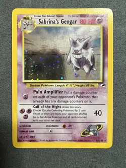 Pokemon Sabrina's Gengar 014/132 Gym Heroes Unlimited Holo Rare Card SWIRL - Image 2