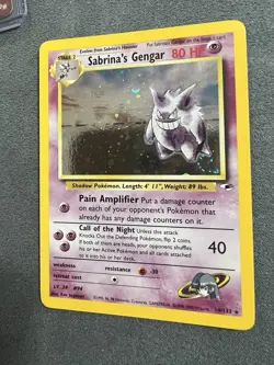 Pokemon Sabrina's Gengar 014/132 Gym Heroes Unlimited Holo Rare Card SWIRL - Image 3
