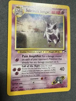 Pokemon Sabrina's Gengar 014/132 Gym Heroes Unlimited Holo Rare Card SWIRL - Image 4