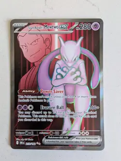 Pokemon TCG Destined Rivals Team Rockets Mewtwo EX Full Art Card 213/182 - Image 1