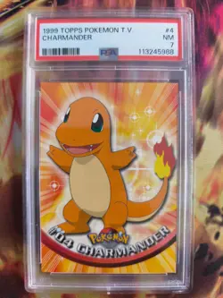 Pokemon Card Glumanda Charmander Topps 1999 Vintage English PSA 7 Green Logo - Image 2