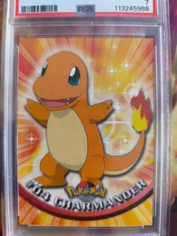 Pokemon Card Glumanda Charmander Topps 1999 Vintage English PSA 7 Green Logo - Image 3