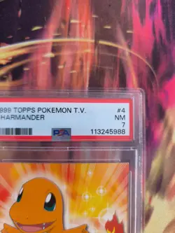 Pokemon Card Glumanda Charmander Topps 1999 Vintage English PSA 7 Green Logo - Image 4