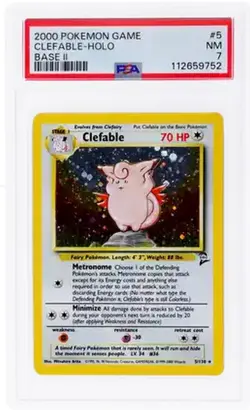 2000 Pokemon 5/130 Clefable Holo PSA 7 Rare TCG - Image 1