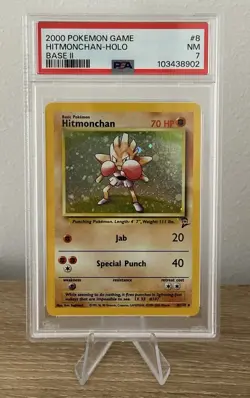 Hitmonchan PSA 7 2000 Pokemon Game 8/130 Base II Holo #8 - Image 1
