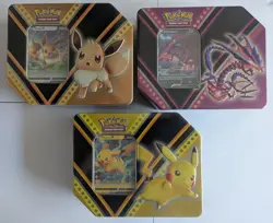 Pokemon TCG V Powers Tin Complete Set Pikachu, Eevee, Eternatus Fall 2020 - Image 1