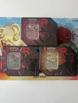 Pokemon Destined Rivals Tin Set x3 Brand New Sealed Team Rocket Collection Lot - Image 1