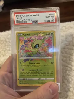 2020 POKEMON SWORD & SHIELD VIVID VOLTAGE #009 CELEBI PSA 10 - Image 1