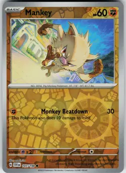 Pokemon Mankey 107/198 SV01: Scarlet & Violet Base Set NM Reverse Holo card - Image 1