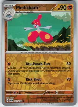 Pokemon Medicham 111/198 SV01: Scarlet & Violet Base Set NM Reverse Holo card - Image 1