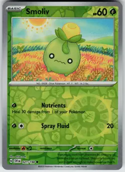 Pokemon Smoliv 021/198 SV01: Scarlet & Violet Base Set NM Reverse Holo card - Image 1