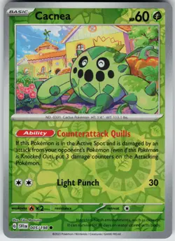 Pokemon Cacnea 005/198 SV01: Scarlet & Violet Base Set NM Reverse Holo card - Image 1