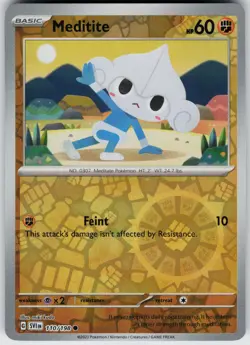 Pokemon Meditite - 110/198 SV01: Scarlet & Violet Base Set NM Reverse Holo card - Image 1