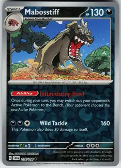 Pokemon Mabosstiff 137/198 SV01: Scarlet & Violet Base Set NM Reverse Holo card - Image 1