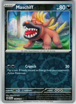 Pokemon Maschiff 136/198 SV01: Scarlet & Violet Base Set NM Reverse Holo card - Image 1