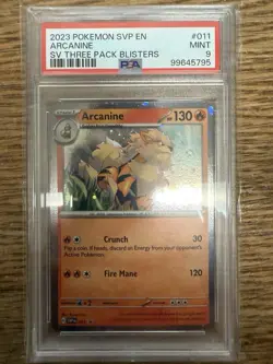 PSA 9 MINT 2023 Arcanine SVP 011 Black Star Promo 3 Pack Blister Pokemon TCG - Image 3