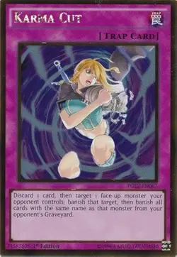 PGL2-EN067 Karma Cut Gold Rare 1st Edition Near Mint YuGiOh TCG - Image 1