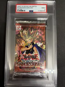 Yugioh Pharaoh's Servant PSV 2002 Sealed Retail Booster Pack PSA 9 Mint - Image 1