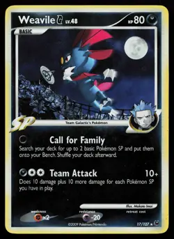 Weavile G 17/127 Holo Rare Platinum Reverse Holo Pokemon Card - Image 1
