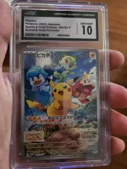 CGC 10 GEM MINT Japanese Pikachu 001/SV-P Scarlet Violet Pre-Order Pokemon Card - Image 2