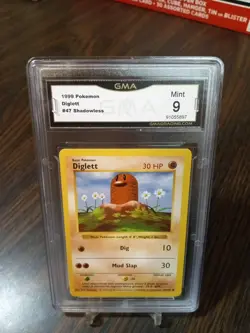 1999 Pokemon Game Base Set #47 Diglett Shadowless GMA 9 MINT - Image 1