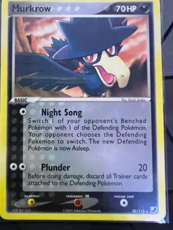 Pokemon TCG Murkrow 30/115 Rare Non-Holographic EX Unseen Forces NM/M - Image 1