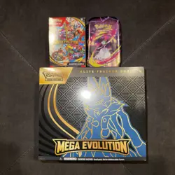 Pokemon Mega Evolution Lucario ETB & Booster Bundle & 1 Mega Evolution Tin - Image 1