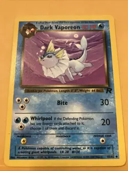 Dark Vaporeon 45/82 - TEAM ROCKET - VINTAGE WOTC Pokemon CARD - UNLIMITED Lp/mp - Image 1