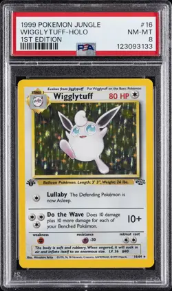1999 POKEMON JUNGLE 1ST ED #16 WIGGLYTUFF-HOLO PSA 8 - Image 1