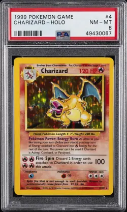 1999 POKEMON GAME #4 CHARIZARD-HOLO PSA 8 - Image 1