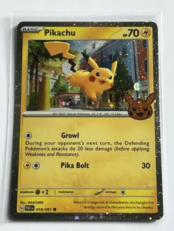 Pikachu 018 / 091 Pokemon Trick or Trade BOOster 2024 Near Mint Cosmos Holo Rare - Image 2