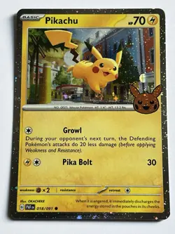 Pikachu 018 / 091 Pokemon Trick or Trade BOOster 2024 Near Mint Cosmos Holo Rare - Image 4