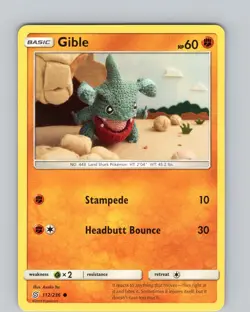 Pokemon TCG Gible S&M Unified Minds 112/236 Regular Common Card NM - Image 1