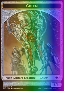MTG Magic the Gathering Token - Golem (18/404) Modern Horizons LP FOIL - Image 1
