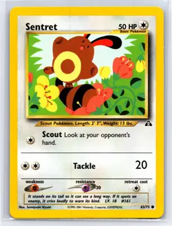 2001 Pokemon TCG - Neo Discovery Sentret 63/75 Unlimited - MP - Image 1