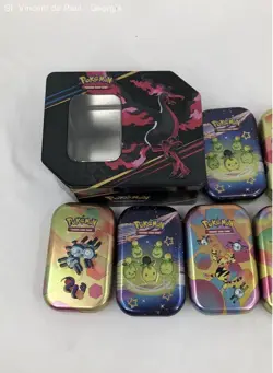 Large Lot Of Pokemon Pokemon Metal Tins Lot Of 10 Empty Metal Tins Great Cond. - Image 4