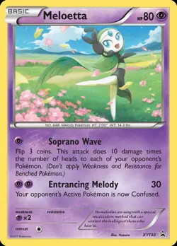 Pokemon Meloetta (XY193/211) XY Black Star Promos LP HOLO - Image 1