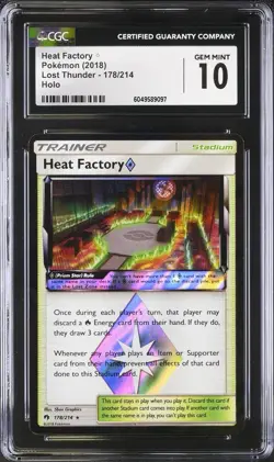 CGC 10 GEM MINT Heat Factory Prism Star 178/214 Lost Thunder Holo Rare Pokemon - Image 1