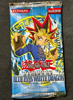 Yugioh! SEALED 2004 ORIGINAL "EN Variant" Legend of Blue Eyes Booster Pack - Image 1