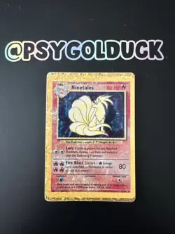 Ninetales 12/102 Base Set Vending Sticker Holo Prism Vintage Pokemon Card - Image 1