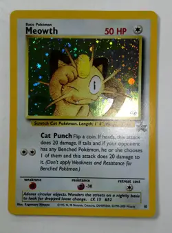 Meowth 10 Black Star Gameboy Promo Holo LP Vintage Pokemon Card 1999 - Image 1