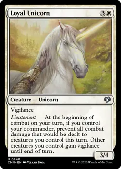 MTG Magic the Gathering Loyal Unicorn (40/1173) Commander Masters NM - Image 1