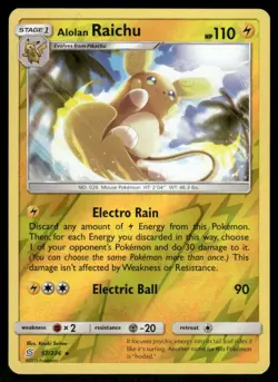 Alolan Raichu 57/236 Holo Rare Reverse Holo NM Pokemon SM - Unified Minds - Image 1