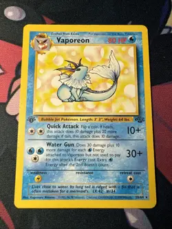Pokemon Vaporeon Jungle 28/64 1st Edition Regular Card - Image 1
