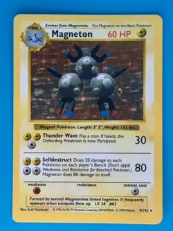 Pokemon - Magneton 9/102 Shadowless [Base Set] *Moderately Played - MP* - Image 1