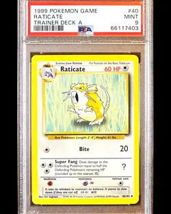 Raticate - 1999 WotC Pokemon 40/102 - TRAINER DECK A - RED BACK - PSA 9 - Pop 25 - Image 1